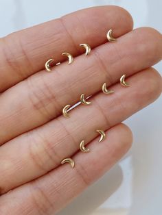 Gold Moon Earrings, Daily Earrings, Moon Stud Earrings, Half Moon Earrings, Crescent Moon Earrings, Stud Earrings Gold, Moon Studs, Solid Gold Earrings, Tiny Earrings