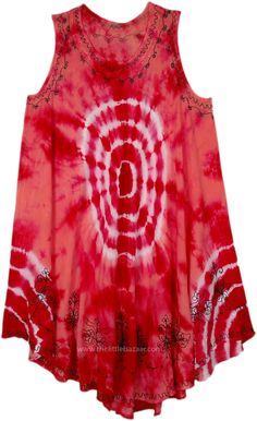 A flattering and attractive free-size over-the-top dress with embroidery highlights.  Its attractive tie-dye effect features a flattering fit on all body types and will be your summer beach party and free-wheeling vacation dress. #tlb #Misses #HighLow #beachwrap #TieDye #bohemianfashion #Beachcoverup #beachdress #swimsuitcoverup #tiedyecoverup Sleeveless Tie Dye Mini Dress For Summer, Summer Tie Dye Sleeveless Mini Dress, Summer Sleeveless Tie Dye Mini Dress, Sleeveless Tie-dye Dresses For Beach Season, Flowy Tie-dye Sundress For Summer, Tie Dye Beach Dress For Summer Festivals, Casual Tie Dye Beach Dress For Festival, Dress Swimsuit, Cover Up Beach