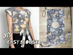 a woman standing next to a bag with flowers on it and the words diy easy purse