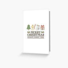 merry christmas greeting card with the words, family time and candy canes on it