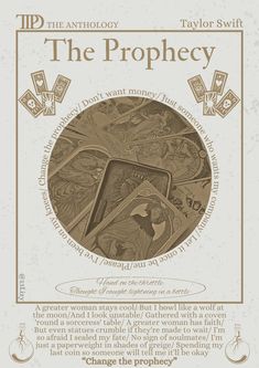 an advertisement for the prophecy, featuring images of people playing cards in front of them