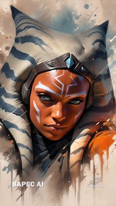 an artistic painting of a woman in star wars