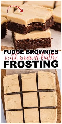 chocolate fudge brownies with peanut frosting are the perfect dessert for valentine's day