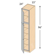 the measurements for a tall bookcase with two shelves and one door on each side