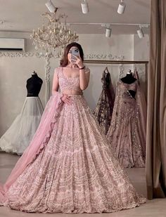 Lehenga For Bride's Sister, Pink Indian Dress, Indian Fits, Desi Fits, Indian Bridesmaid Dresses, Desi Aesthetics, Desi Dress, Bridal Lehenga Designs, Desi Outfits