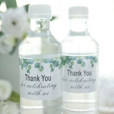 White And Green 24 Pack Leaf Design Thank You Water Bottle Labels Printed Water Bottles, Bubble Bottle, Thank You Party, Feuille Eucalyptus, Kids Bubbles, Bachelor/bachelorette Party, Chalkboard Labels, Waterproof Paper, Bottle Stand