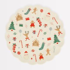 a paper plate with christmas stickers on it