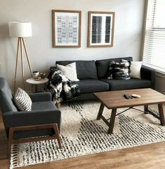 a living room with two couches and a coffee table in front of a window