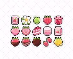 some pixel art with different fruits and vegetables