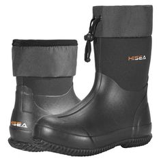 HISEA Men's Rain Boots Garden Boots Waterproof Neoprene Rubber Boots Men Women Adjustable Ankle Height Insulated Mud Boots Garden Shoes PLEASE MIND THE SIZE CHART AND CHOOSE THE RIGHT SIZE BEFORE BUYING! HISEA these boots keep you dry and warm, and handle even the toughest work and sports situation. Size: 14.  Color: Black.  Gender: male.  Age Group: adult. Mud Boots, Garden Boots, Garden Shoes, Ankle Rain Boots, Mens Rain Boots, Neoprene Rubber, Hunting Boots, Boots Waterproof, Rubber Boot