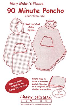 an advertisement for the mary mulai's fleece 90 minute poncho