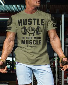 Hustle to Gain More Muscle Workout T-Shirt, Funny Gym Shirts, Lifting T-Shirt, Deadlift Summer Gym T-shirt With Text Print, Gym T-shirt With Letter Print And Short Sleeves, Stretch Sports T-shirt With Text Print, Tri-blend Cotton T-shirt For Gym, Pre-shrunk Crew Neck Workout T-shirt, Pre-shrunk Crew Neck T-shirt For Workout, Cotton Tri-blend T-shirt For Gym, Graphic Tee T-shirt For Gym In Summer, Gym Shirt With Letter Print And Short Sleeves