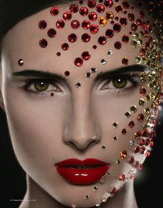 make up Extreme Make-up, Fantasy Make-up, Sparkle Makeup, Drag Make-up, Rhinestone Makeup, Carnival Makeup, Make Up Inspiration, Smink Inspiration, Make Up Looks