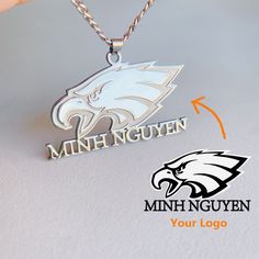 This necklace is customized engraved and cut the shape according to the logo/pattern/design/icon you provide,we have both stainless steel and sterling silver material,also you can tell the seller about the specific size you want. Material: sterling silver or stainless steel Pendant Size: made to order Standard chain length:45 cm(18 inches),if you want longer chain,please ask the seller. How to customize: 1,select the size of the pendant,the size means the length or width of the pendant. 2,select Silver Stainless Steel Name Necklace Pendant, Silver Engraved Metal Name Necklace, Silver Stainless Steel Pendant Name Necklace, Silver Stainless Steel Nameplate Necklace, Silver Engraved Name Necklace, Personalized Silver Stainless Steel Custom Necklace, Silver Jewelry With Engraved Logo For Gift, Logo Pattern Design, Logo Necklace