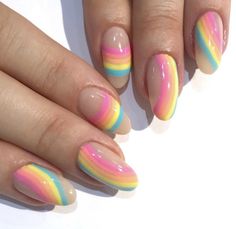 Rainbow Nails Design, Rainbow Nail, Hippie Nails, Broken Nails, Kawaii Nails, Nail Studio, Dream Nails