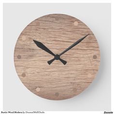 a wooden clock with polka dots on it