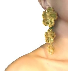 Big Floral Gold Acrylic Earrings Big Bold Earrings Flower - Etsy Big Floral, Laser Cut Wood Earrings, Flower Dangle Earrings, Earrings Big, Bold Earrings, Earrings Flower, Colorful Earrings, Big Flowers, Big Earrings