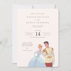 a wedding card with an image of the bride and groom