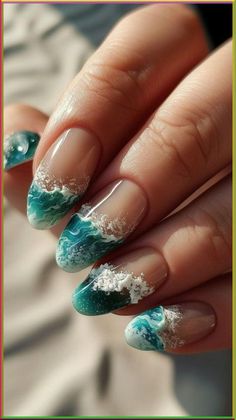 Wigs Y2k, Nails Winter Wonderland, Cherry Blossom Nails Design, Cartoon Character Nails, Galaxy Nail Designs, Beachy Nail Designs, Nails For The Holidays, Green Nail Design, Romantic Nail Art