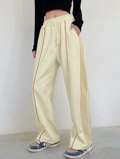 Side Contrast Panel Baggy Sweatpants Baggy Sweatpants, Jogging, Sweatpants