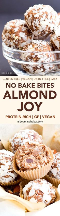 no bake bites almond joy gluten free vegan cookies are the perfect treat