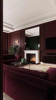 a living room filled with furniture and a flat screen tv mounted on a wall above a fire place