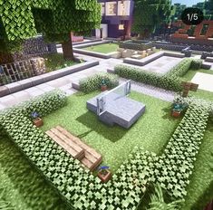 an image of a garden in minecraft