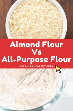 flour in a bowl with the words almond flour versus all purpose flour