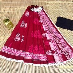 Order Bagru hand block printed cotton mul mul sarees with blouse piece by whatsapp +918875877278 Printed Cotton, Silk Sarees