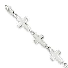 Sterling Silver Christian Crosses Bracelet | applesofgold.com Christian Crosses, Silver Cross Bracelet, Sparkly Bracelets, Gift Sets For Women, Cross Bracelet, Cross Jewelry, Sterling Silver Cross, Religious Jewelry, Silver Cross