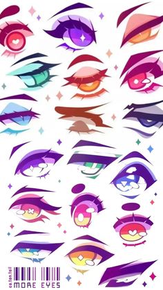 an assortment of different types of eyes and their features are shown in this graphic style