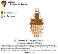 the instructions for an acorn bead design by jesica brown beads and tan beads