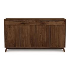 the sideboard is made from wood and has three doors