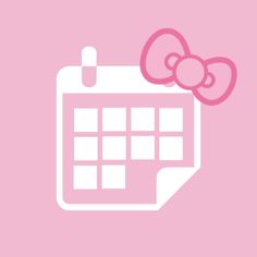 a pink hello kitty wallpaper with a calendar and a bow on the top of it