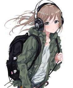 Tomboy Long Hair, Headphones Anime, Art Manga, Anime People, Anime Angel, Fanarts Anime, Anime Music, Art Anime, Anime Cosplay