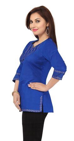 Women's Embroided Tunic Top Dress, Casual silk blouse, Plus Size Dress, Top Wear, Boho Dress Tunic Hippie Dress ✔The dress is made of Soft Lightweight silk cotton ✔Fabulous embroidery work in the Neck Line.s hem and sleeve ✔It is specially crafted with handwork ✔Sleeve: Three Fourth sleeves. ✔Dress Length: 2 inches below the hip 💧Wash Care: ★ Hand wash or gentle machine washable. ★ Dry gentle, Do not tumble dry. This Tunic dress made with beautiful embroidery, perfect to wear to enjoy days. We Blue Fitted Tunic, Traditional Fitted V-neck Tunic, Festive Tunic Blouse, Embroidered Straight Kurta Blouse Piece, Unstitched Straight Kurta Blouse Piece, Blue Fitted Straight Kurta Top, Fitted Blue V-neck Kurta, Blue Fitted V-neck Kurta, Fitted Tunic Blouse For Festive Occasions