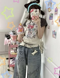 Hello Kitty Outfit, Kitty Outfit, 2000s Japanese Fashion, Estilo Harajuku, Cute Hello Kitty, Gyaru Fashion, Funky Outfits, Dream Style