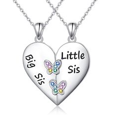 PRICES MAY VARY. Sisters forever - the deepest sisters who know each other best always wear our beautiful sister necklace.even if you are far apart,your hearts are still toghther. Sister gift- the two hearts meet like a fairy tale - they understand each other and care for each other. in the eyes of each other, they shine like the meteorite on the necklace. Materials: 100% high quality 925 sterling silver and aaa cubic zirconia. won't change color, nickel free, lead free and hypoallergenic. Heart Silver Double Heart Necklaces For Friendship, Silver Double Heart Necklace For Friendship, Mother's Day Silver Necklace For Best Friend, Silver Necklace For Mother's Day And Best Friend Gift, Silver Necklace For Best Friend, Mother's Day Gift, Silver Heart Pendant Charm Necklace For Best Friend, Sterling Silver Necklace For Best Friend On Mother's Day, Sterling Silver Heart Pendant Necklace For Friendship, Personalized Silver Heart Necklace For Best Friend