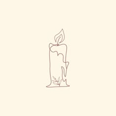 a drawing of a candle with a leaf on it's top and the word, love is in the middle