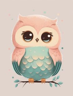 an owl with big eyes sitting on a branch