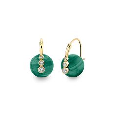 Shop Sydney Evan 14k Gold & Diamond Graduated Bezel Malachite Bead Earrings Modern Hoop Earrings, Verdant Green, Everyday Jewellery, Malachite Earrings, Rose Gold Jewelry, Yellow Gold Earring, Vivid Color, Emotional Healing, Gold Jewelry Fashion