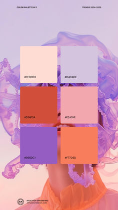 the color scheme for an art project is shown in purple, orange and pinks