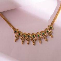 Azba Leafy Floral Antique Necklace 3 Pavan Gold Necklace, Gold Necklace Unique Design, Intricate Gold Necklace, 16 Gms Gold Necklace, Plain Gold Necklace Indian, Unique Gold Jewellery Designs, Gold Wedding Necklace Indian, Antique Choker Designs Gold, Necleses Jewelry Gold Indian Latest