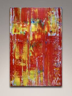 an abstract painting with red and yellow colors