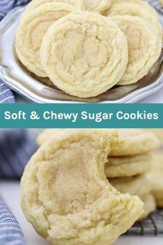 soft and chewy sugar cookies on a cooling rack with the cookie in the middle