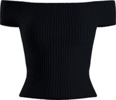 Fitted Knit Off-shoulder Top, Fitted Ribbed Off-shoulder Knit Top, Fitted Off-shoulder Ribbed Knit Top, Elegant Black Knit Top With Ribbed Neckline, Fitted Ribbed Off-shoulder Sweater, Ribbed Off-shoulder Fitted Sweater, Stretch Ribbed Off-shoulder Top, Ribbed Stretch Off-shoulder Top, Casual Off-shoulder Ribbed Top