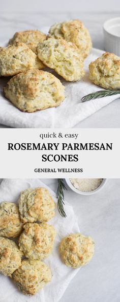 rosemary parmesan scones on a white napkin