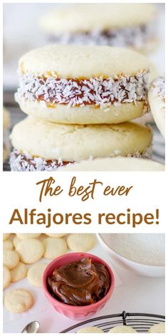 the best ever alfajores recipe is made with almonds, sugar and chocolate