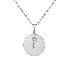 Meet our Birth Flower Necklaces—beautifully crafted in premium sterling silver and fully adjustable for the perfect fit. Each necklace features a delicate flower representing a birth month, making it a meaningful way to celebrate your birth, your little ones, or a special connection to a particular bloom. Whether you’re layering them or wearing one solo, these necklaces add a personal touch and a sprinkle of nature’s magic to your style. Perfect for gifting or treating yourself, these precious b Minimalist Round Charm Necklace With Flower Charm, Silver Flower Pendant Charm Necklace For Everyday, Silver Dainty Birth Flower Necklace, Minimalist Flower Shaped Birthstone Jewelry, Sterling Silver White Gold Birth Flower Necklace, Sterling Silver Charm Necklace With Flower Charm, Everyday Necklace With Flower Pendant, Everyday Sterling Silver Necklace With Flower Pendant, Everyday Silver Charm Necklace With Flower