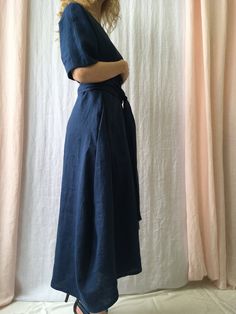 "Linen dress for women with belt, it's elegant, minimalist, and is sure to compliment every occasion, from formal gatherings to outings with friends. Made from 100% European flax, length in front is ± 120 cm(47\"), on back 138 cm(54\") Before placing an order, check the approximate measurements given below. If you are unsure about your size or would like to adjust the length of the item, you could leave your personal measurements (height, bust, waist and hips) in a personalization box. SIZE and Plain Linen Beach Dress, Plain Linen Spring Dress, Plain Relaxed Fit Cotton Dress, Relaxed Fit Plain Cotton Dresses, Relaxed Fit V-neck Dress With Tie Waist, Plain Relaxed Fit Beach Dress, Beach Plain Relaxed Fit Dress, Beach Relaxed Fit Plain Dress, Casual Linen Dress With Tie Waist